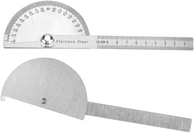 Chiffonade Stainless Steel Protractor 0-180° Round Head Protractor, Angle Finder with Rotary Arm,100mm Machinist Measuring Tool for Woodworking & Metalworking - Image 4